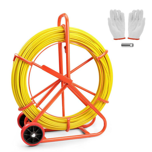 150MÃ8MM Fish Tape Puller Fiberglass Wire Cable Running Duct Rodder Heavy Duty.
