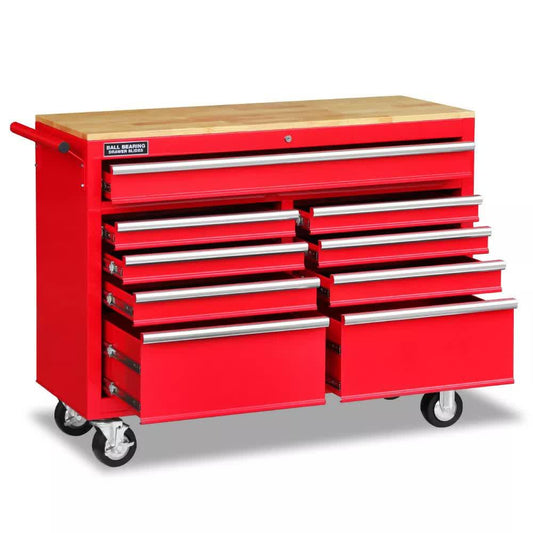 9 Drawers Tool Box Chest Cabinet Trolley Box Garage Storage Toolbox Red 1000lbs.