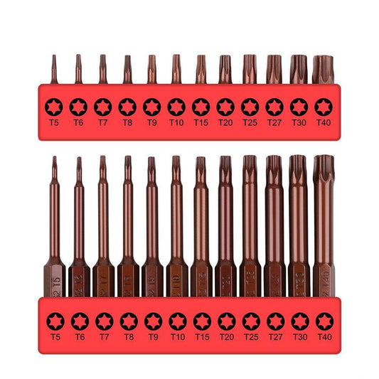 24Pc Torx Bit Set Star Head Screwdriver Bit Long Security Temper Proof T5-T40.