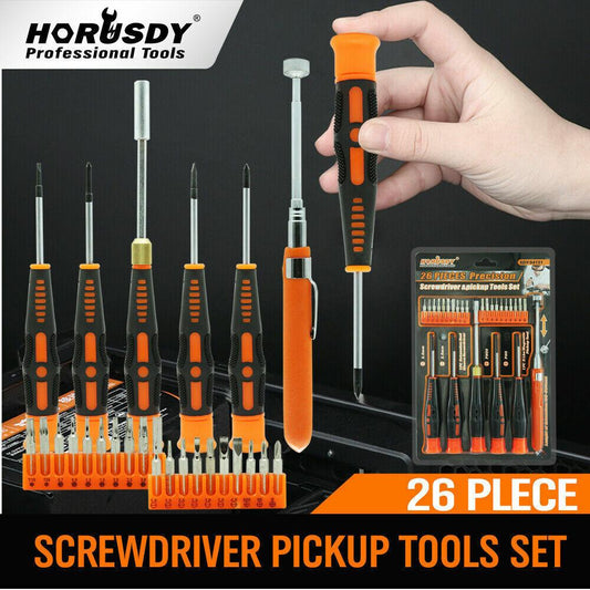 26Pc Precision Screwdriver Set Magnetic Pickup Hex Torx Philip Flat Bits Drive.