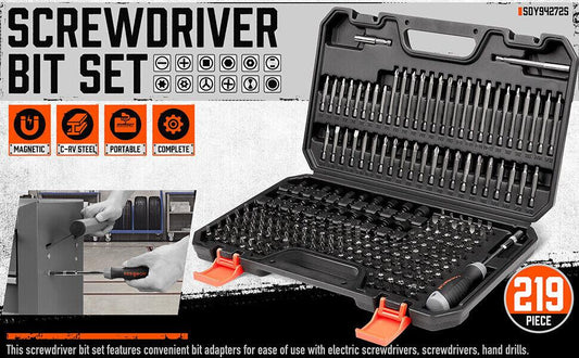 219-Piece Combination Security Bit Set Screw Driver Bit Tamper Proof Torx Box.
