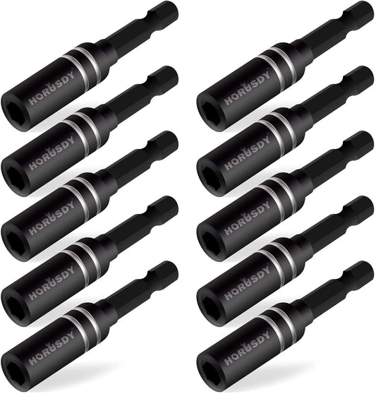 10Pc Magnetic Extension Socket Drill Bit Holder 1/4" Hex Screwdriver Nut Driver.