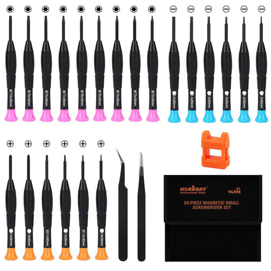 24-Piece Magnetic Precision Screwdriver Set - Small Screwdrivers for Eyeglasses, Phones, Watches Electronics Repair.