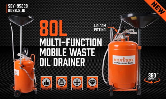 HORUSDY 80L Waste Oil Drainer Pneumatic Fluid Collection Workshop with Extractor.