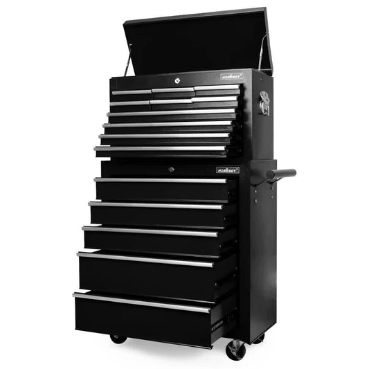 Black15 Drawer Tool Box Trolley Cabinet Storage Cart Garage Toolbox Organiser.