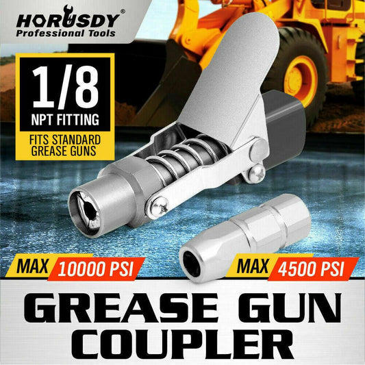 Grease Gun Coupler Quick Release & Lock 1/8ââ NPT Rated 10,000 PSI Storage Case.