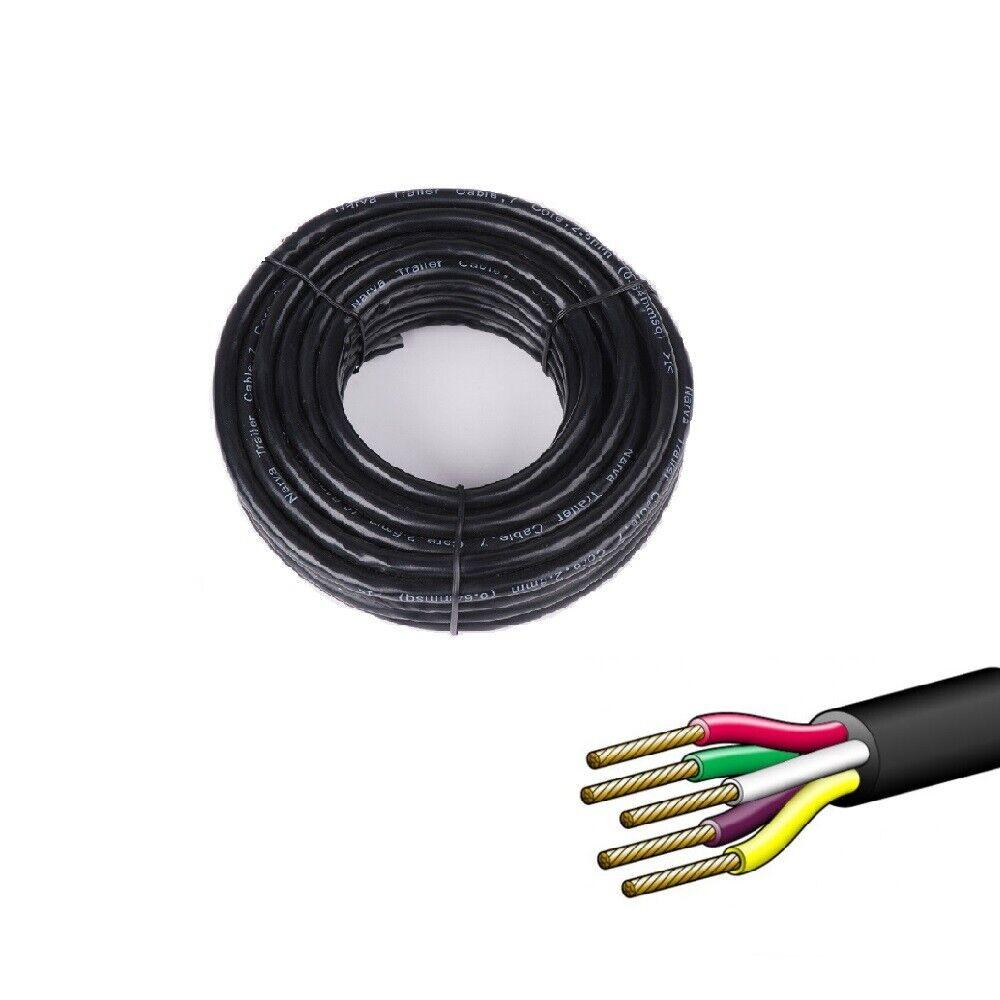 30M x 5 Core Wire Cable Trailer Cable Automotive Boat Caravan Truck Coil V90 PVC.