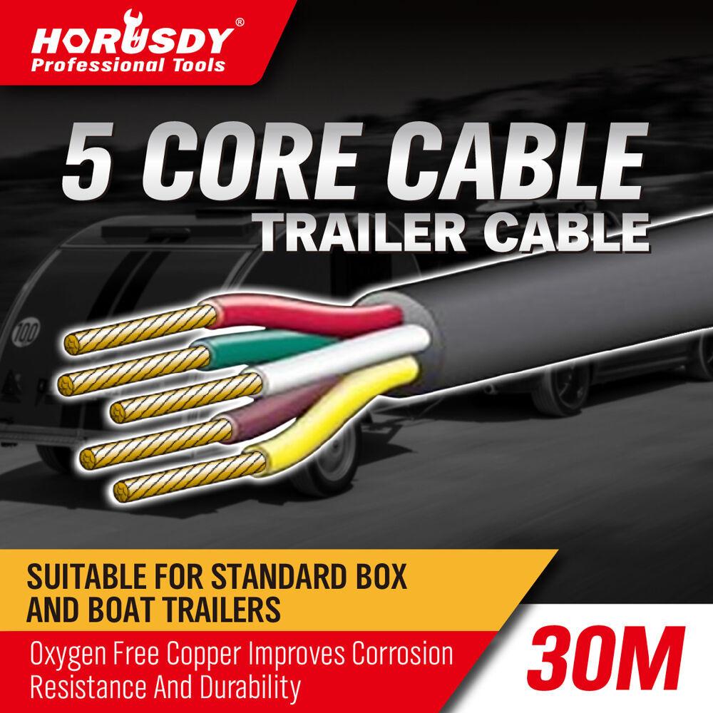 30M x 5 Core Wire Cable Trailer Cable Automotive Boat Caravan Truck Coil V90 PVC.
