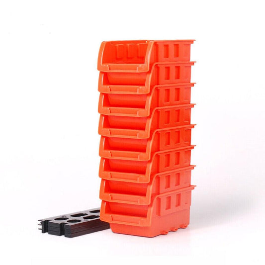 NEW 8 PC Wall Mounted Storage Bins Rack Set Nuts Bolts Organizer Parts 97903.