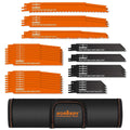 34-Piece Reciprocating Saw Blade Set Wood and Metal Cutting Blades with Storage Pouch.