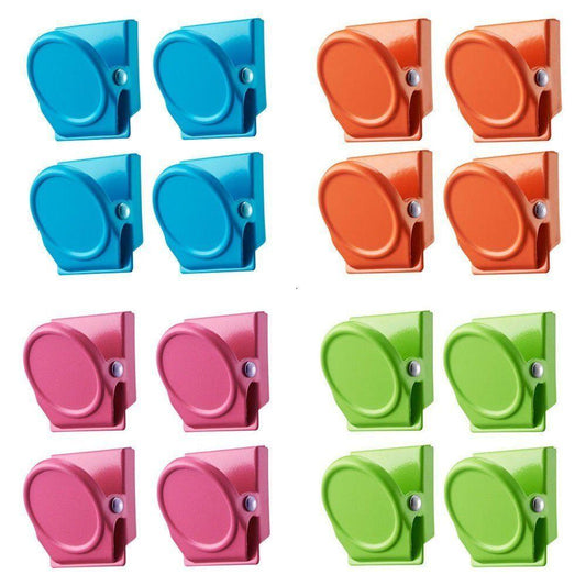 16Pc Magnetic Spring Clamps Magnet Refrigerator Clips Note Holder Fridge Tips.