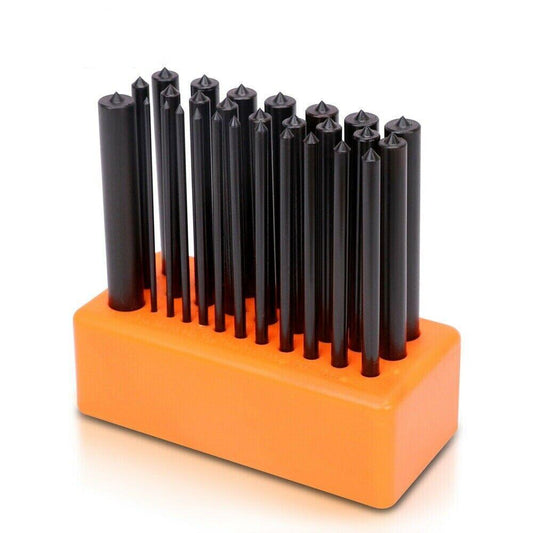 28x Center Transfer Punches Set Machinists Tool Punch Stand Heat Treated Steel.