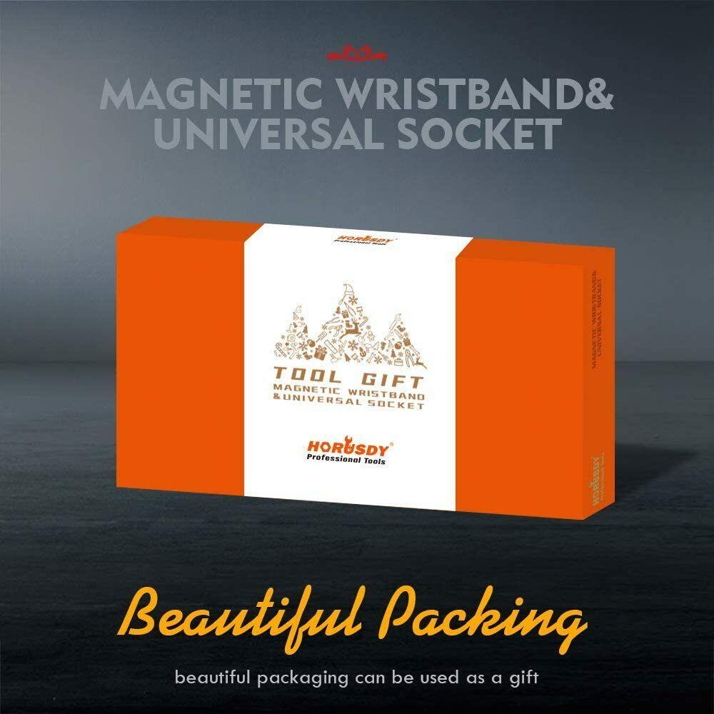 Magnetic Wristband & Universal Socket Grip 7-19mm Magnets Screws Nails Holder.
