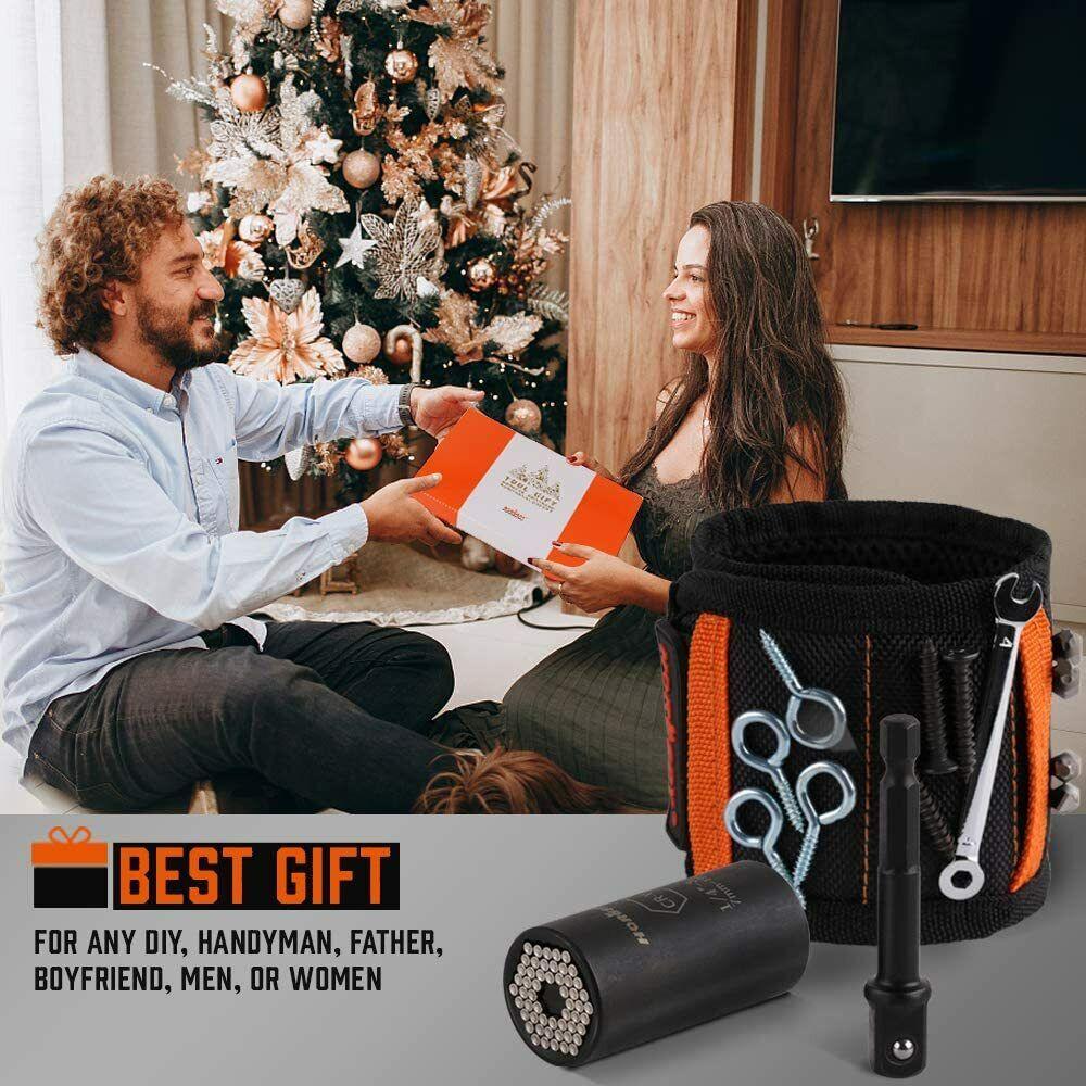 Magnetic Wristband & Universal Socket Grip 7-19mm Magnets Screws Nails Holder.