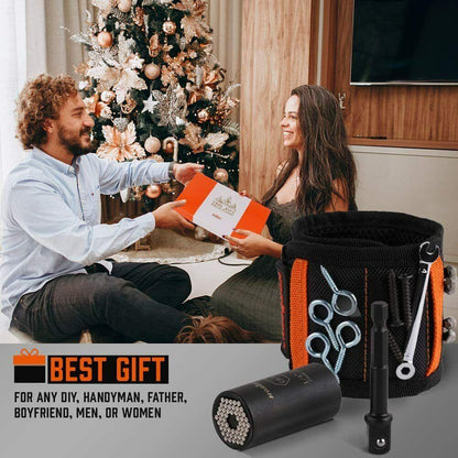 Magnetic Wristband & Universal Socket Grip 7-19mm Magnets Screws Nails Holder.