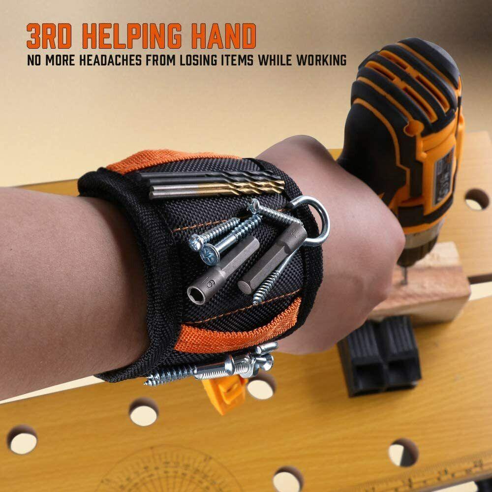 Magnetic Wristband & Universal Socket Grip 7-19mm Magnets Screws Nails Holder.