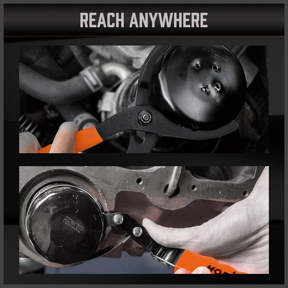 5Pc Oil Filter Wrench Set Swivel Grip Steel Belt Spanner Universal Filter Remove.