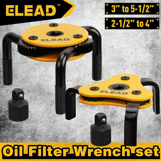 ELEAD 2Pcs Oil Filter Wrench Set Adjustable Oil Filter Change Set Engine Filters.