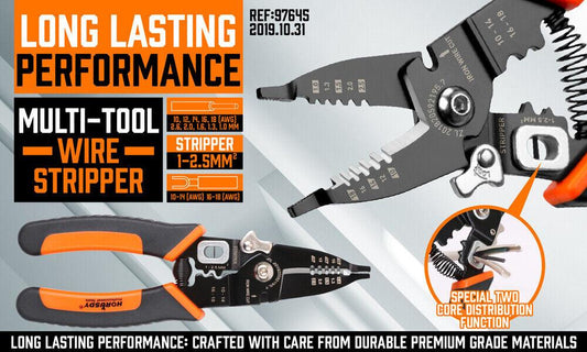 8" Wire Stripping Tool Wire Cutter Hand Crimping Pliers Strip Cutter Insulated.