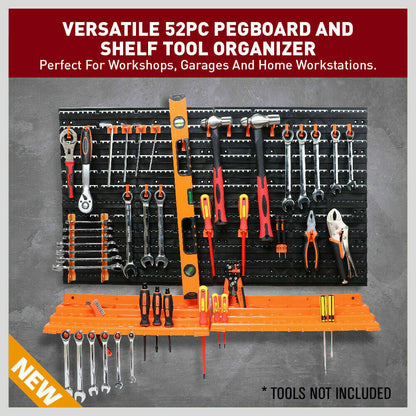 52Pc Wall Mounted Tool Storage Rack Wrench Spanner Holder Screwdriver Pliers New