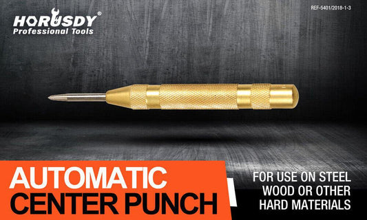 125mm/5" Automatic Centre Punch Adjustable Spring Loaded Metal Drill Tool Glod.