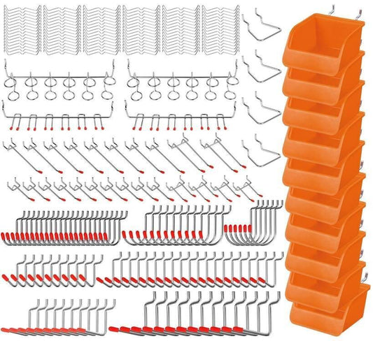238Pc Pegboard Hooks Set Peg board Bins Parts Storage Assortment Tools Organiser.