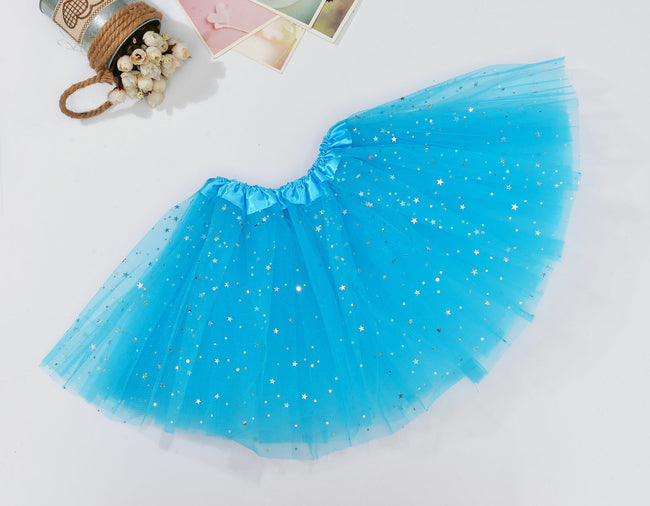 Sequin Tulle Tutu Skirt Ballet Kids Princess Dressup Party Baby Girls Dance Wear, Blue, Kids Hover Image