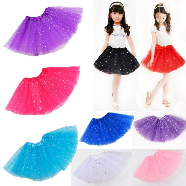 Sequin Tulle Tutu Skirt Ballet Kids Princess Dressup Party Baby Girls Dance Wear, Red, Kids Main Image