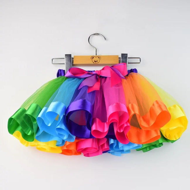 New Adults Tulle Tutu Skirt Dressup Party Costume Ballet Womens Girls Dance Wear, Rainbow_B, Kids Hover Image