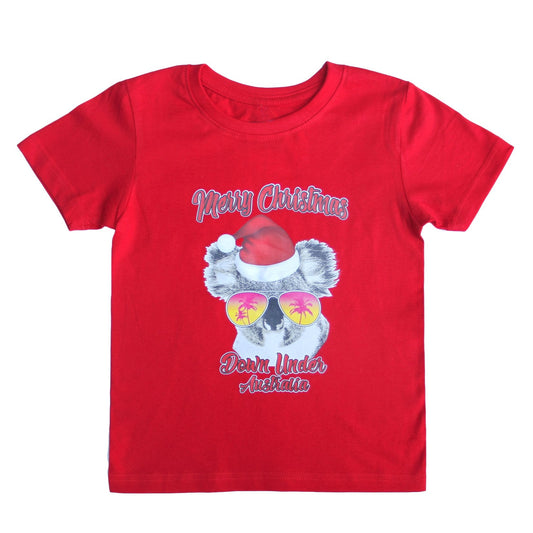 New Funny Adult Xmas Christmas T Shirt Tee Mens Womens 100% Cotton Jolly Ugly, Koala Sunglass (Red), L.