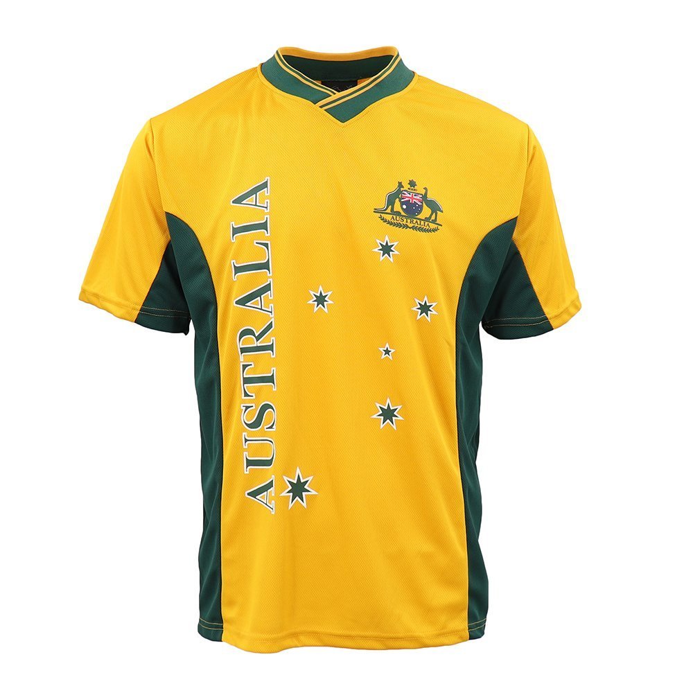 Adults Kids Men's Sports Soccer Rugby Jersy T Shirt Australia Day Polo Souvenir, Gold, M.