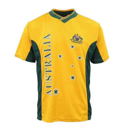 Adults Kids Men's Sports Soccer Rugby Jersy T Shirt Australia Day Polo Souvenir, Gold, 2XL.