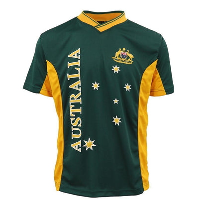 Adults Kids Men's Sports Soccer Rugby Jersy T Shirt Australia Day Polo Souvenir, Green, 14 (Kids).