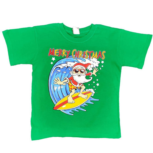 New Funny Adult Xmas Christmas T Shirt Tee Mens Womens 100% Cotton Jolly Ugly, Santa Surf (Green), XS.