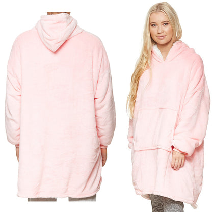 Oversized Soft Pullover Plain Hoodie Warm Fleece Blanket Plush Winter Sweatshirt, Aqua, Adult