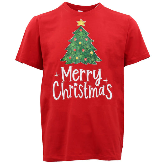 New Funny Adult Xmas Christmas T Shirt Tee Mens Womens 100% Cotton Jolly Ugly, Tree (Red) B, XL.