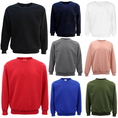 New Adult Unisex Plain Pullover Fleece Jumper Mens Long Sleeve Crew Neck Sweater, Grey, 6XL