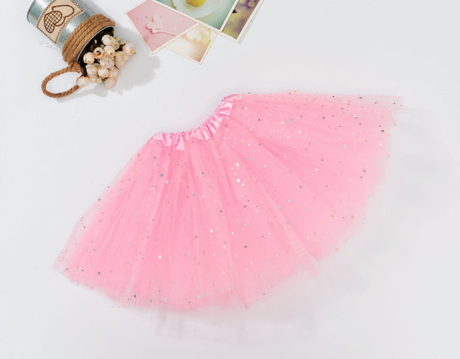 Sequin Tulle Tutu Skirt Ballet Kids Princess Dressup Party Baby Girls Dance Wear, Light Pink, Adults Hover Image