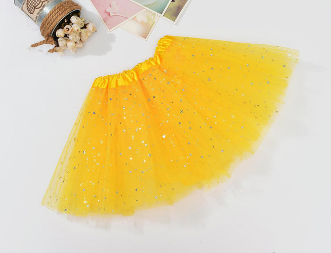 Sequin Tulle Tutu Skirt Ballet Kids Princess Dressup Party Baby Girls Dance Wear, Yellow, Adults Hover Image