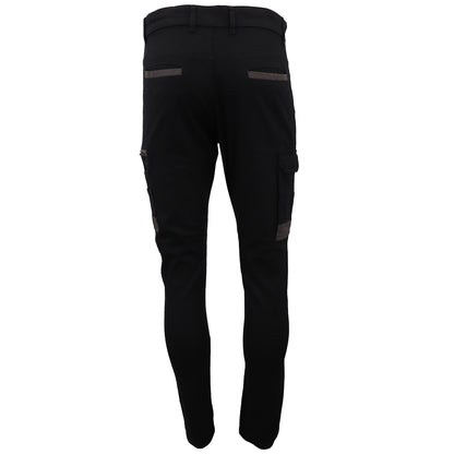 Men's Cotton Drill Cargo Work Pants UPF 50+ 13 Pockets Tradies Workwear Trousers, Black, 30