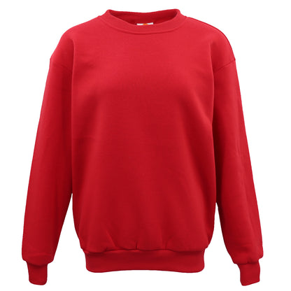 New Adult Unisex Plain Pullover Fleece Jumper Mens Long Sleeve Crew Neck Sweater, Royal Blue, L