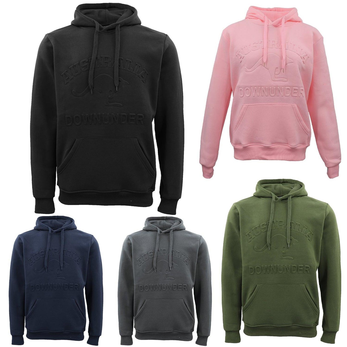 Adult Australia Day Pullover Hoodie 3D Downunder Kangaroo Souvenir Jumper Jacket, Black, S.