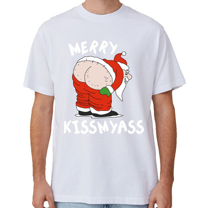 100% Cotton Christmas T-shirt Adult Unisex Tee Tops Funny Santa Party Custume, Santa Gathering (White), XL