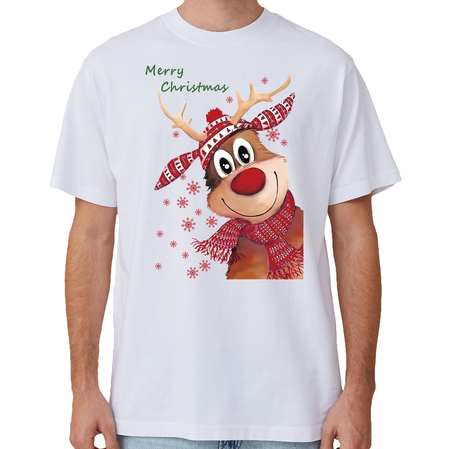100% Cotton Christmas T-shirt Adult Unisex Tee Tops Funny Santa Party Custume, Santa Gathering (White), XL