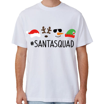 100% Cotton Christmas T-shirt Adult Unisex Tee Tops Funny Santa Party Custume, Car with Snowman (White), 2XL.