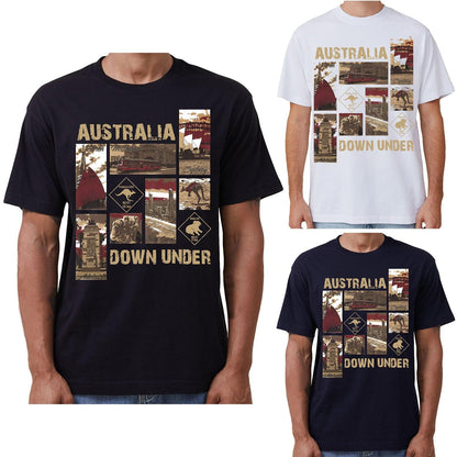 100% Cotton Australia Down Under Souvenir T-Shirt Unisex Adult Iconic Tee Top, Black, S.