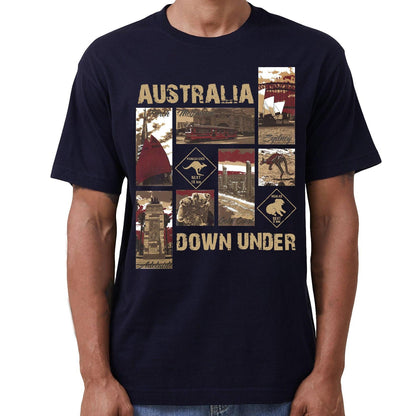 100% Cotton Australia Down Under Souvenir T-Shirt Unisex Adult Iconic Tee Top, Black, S.
