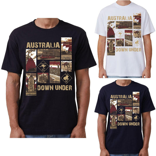 100% Cotton Australia Down Under Souvenir T-Shirt Unisex Adult Iconic Tee Top, Black, 2XL.