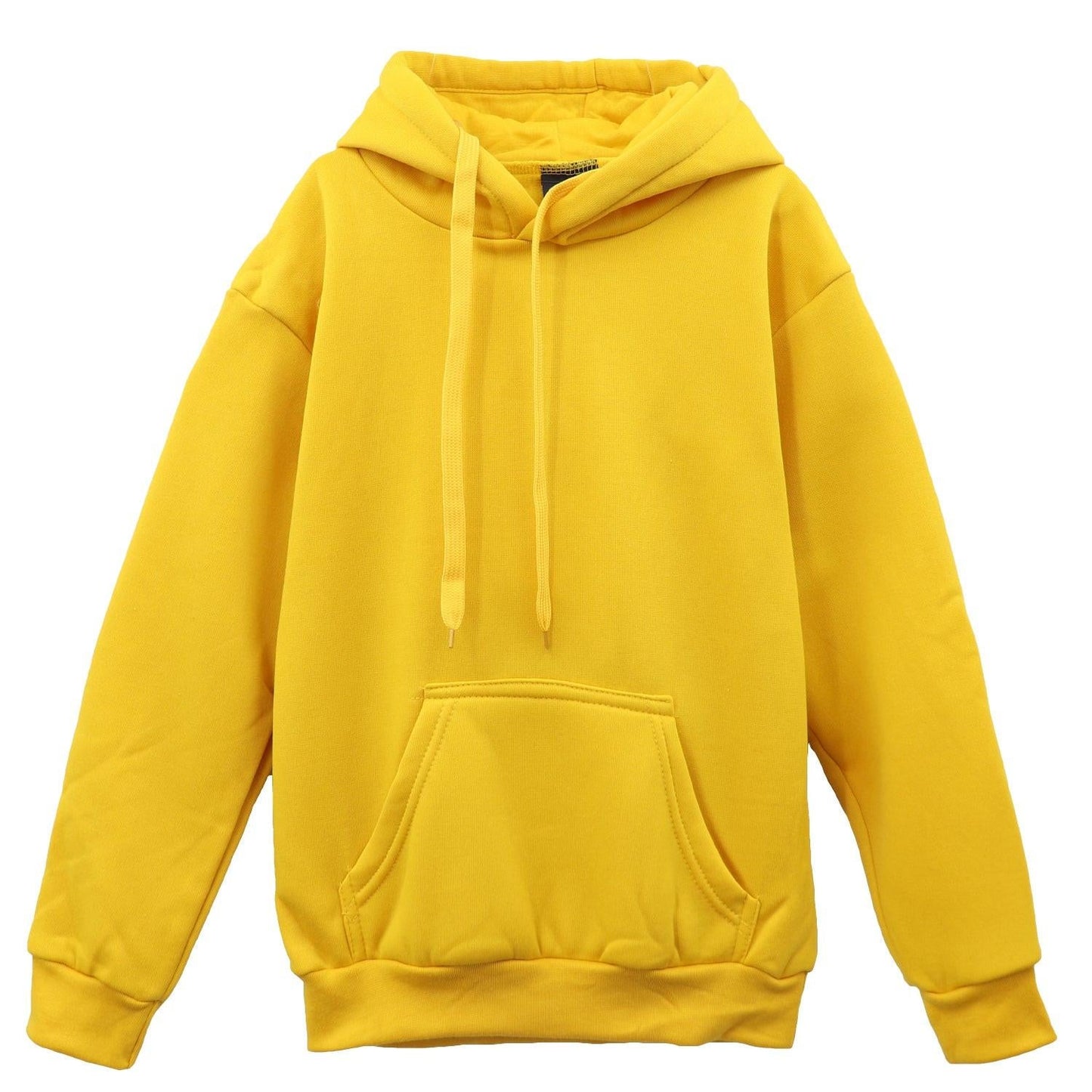 Kids Unisex Basic Pullover Hoodie Jumper School Uniform Plain Casual Sweat Shirt, Yellow, 14.