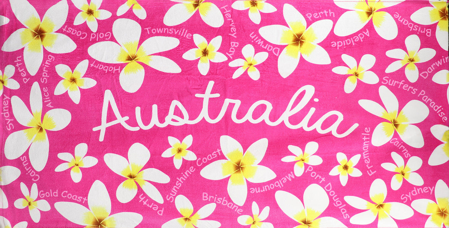100% Cotton Australian Souvenir Aussie Kangaroos Flag Soft Beach Bath Towel Gift, Surfers Paradise